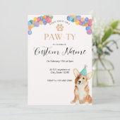 Invitation d'anniversaire Corgi Paw-ty (Debout devant)