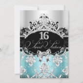 Invitation d'anniversaire Couronne Blue Sparkle Sw (Devant)