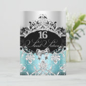 Invitation d'anniversaire Couronne Blue Sparkle Sw (Debout devant)