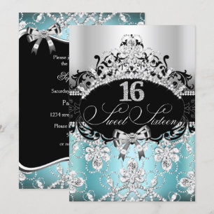 Invitation d'anniversaire Couronne Blue Sparkle Sw