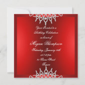 Invitation d'anniversaire Couronne de diamants rou (Dos)