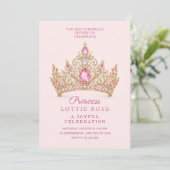 Invitation d'anniversaire Couronne de Princesse en (Debout devant)
