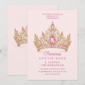 Invitation d'anniversaire Couronne de Princesse en (Devant / Derrière)