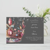 Invitation d'anniversaire Couronne de princesse ro (Debout devant)