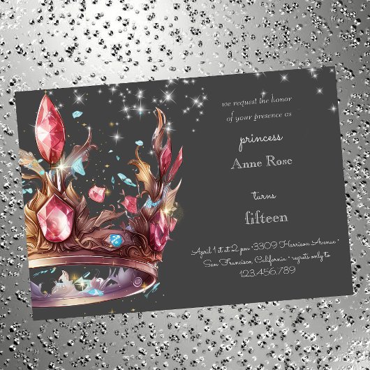 Invitation d'anniversaire Couronne de princesse ro
