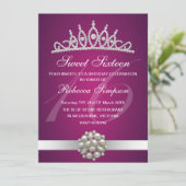Invitation d'anniversaire Couronne rose Diamants & (Debout devant)