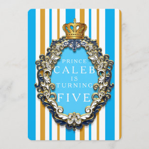 Invitation d'anniversaire Couronne Royale Or et Bl