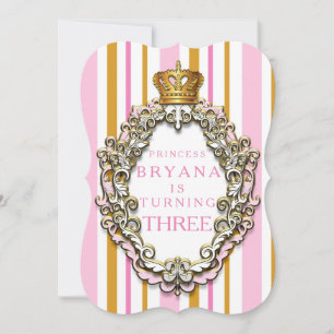 Invitation d'anniversaire Couronne Royale Or et Ro