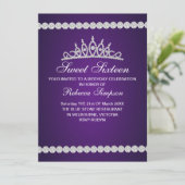 Invitation d'anniversaire Couronne Royale Violette (Debout devant)