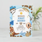 Invitation d'anniversaire Cowboy Bleu (Debout devant)