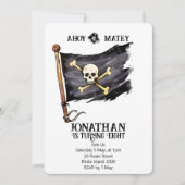 Invitation d'anniversaire Crâne de bateau pirate (Devant)