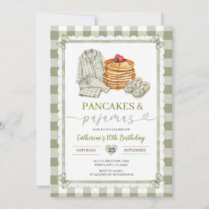 Invitation d'anniversaire Crêpe et Pyjama Vert Sau