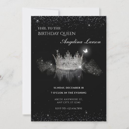 Invitation d'anniversaire Crystal Queen Crown (Devant)