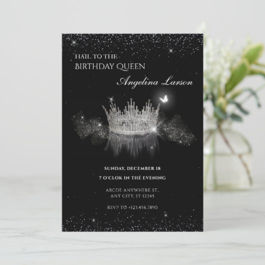 Invitation d'anniversaire Crystal Queen Crown (Debout devant)