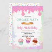 Invitation d'anniversaire cupcake (Devant / Derrière)