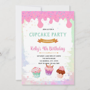 Invitation d'anniversaire cupcake