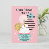 Invitation d'anniversaire Cupcake (Debout devant)