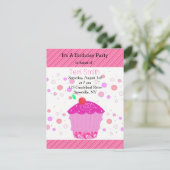 Invitation d'anniversaire Cupcake Cerise Rose (Debout devant)