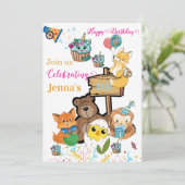 Invitation d'anniversaire Cupcake Ours Renard Oise (Debout devant)