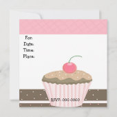 Invitation d'anniversaire Cupcake rose et chocolat (Dos)