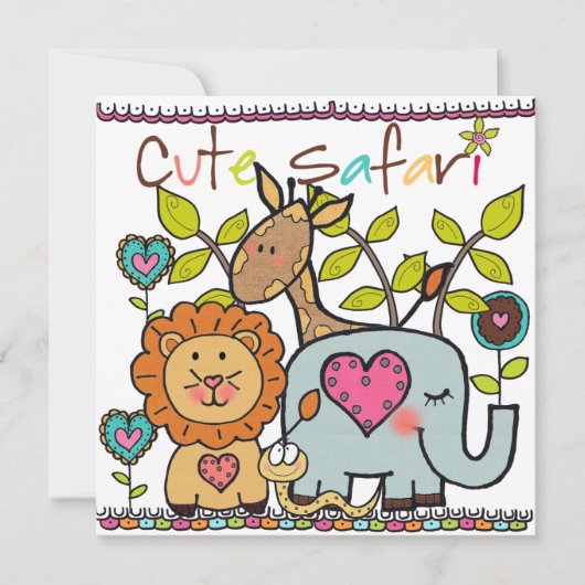 Invitation d'anniversaire customisée Safari (Devant)