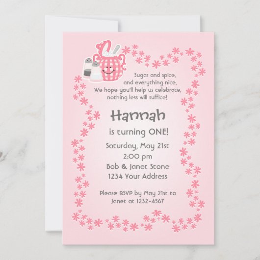 Invitation d'anniversaire Cute Sugar & Spice (Devant)