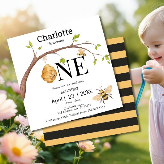 Invitation d'anniversaire d'abeille