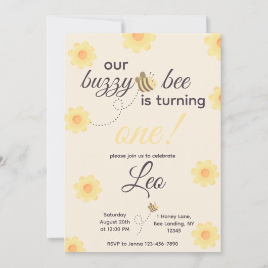 Invitation d'anniversaire d'abeille (Devant)