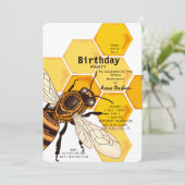 Invitation d'anniversaire d'abeille de miel et d'a (Debout devant)