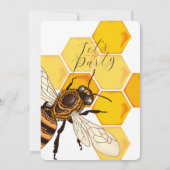 Invitation d'anniversaire d'abeille de miel et d'a (Dos)
