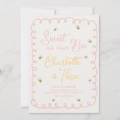 Invitation d'anniversaire d'abeille - Douce comme (Devant)