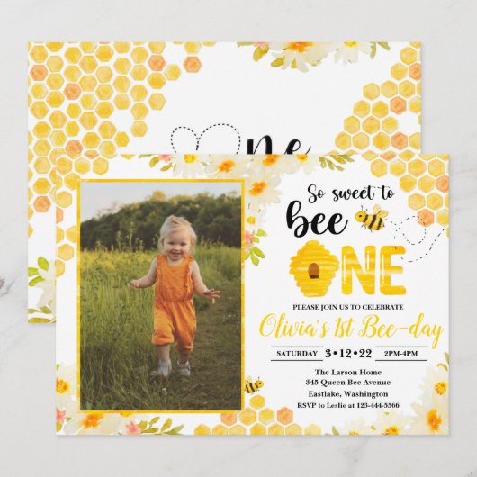 Invitation d'anniversaire d'abeille Invitation d'a (Devant / Derrière)