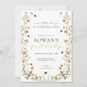 Invitation d'anniversaire d'abeilles 1er Invitatio (Devant)