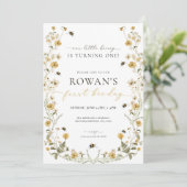 Invitation d'anniversaire d'abeilles 1er Invitatio (Debout devant)