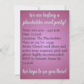 Invitation d'anniversaire d'activité de princesse (Dos)