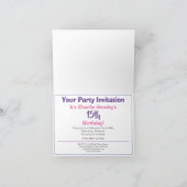 Invitation d'anniversaire d'adolescent (Intérieur)