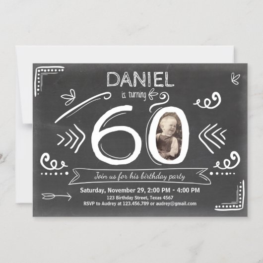 Invitation d'anniversaire d'aimant 60e tableau de  (Recto)