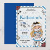 Invitation d'anniversaire d'Alice au pays des merv (Devant / Derrière)