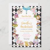 Invitation d'anniversaire d'Alice au pays des merv (Devant)