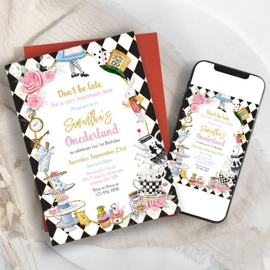 Invitation d'anniversaire d'Alice au pays des merv