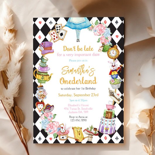Invitation d'anniversaire d'Alice au pays des merv