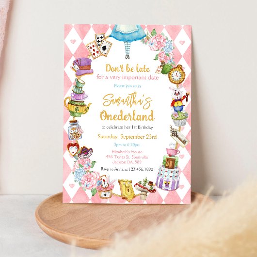 Invitation d'anniversaire d'Alice au pays des merv