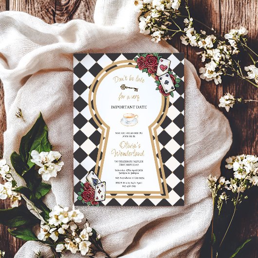 Invitation d'anniversaire d'Alice au pays des merv