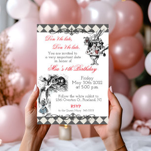 Invitation d'anniversaire d'Alice au pays des merv