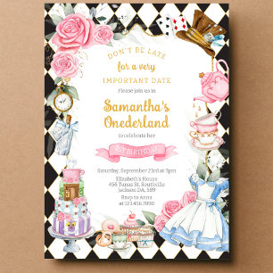 Invitation d'anniversaire d'Alice au pays des merv
