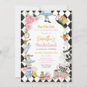Invitation d'anniversaire d'Alice au pays des merv (Devant)
