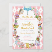 Invitation d'anniversaire d'Alice au pays des merv (Devant)