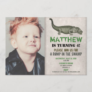 Invitation d'anniversaire d'alligator, photo de