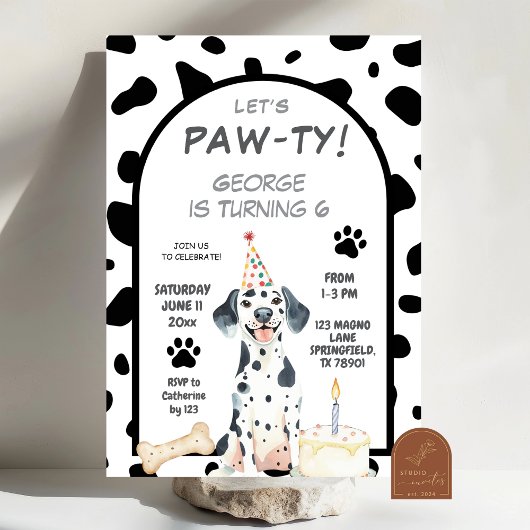 Invitation d'anniversaire Dalmation Let's Paw-ty