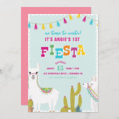 Invitation d'anniversaire d'alpaga de fiesta (Devant / Derrière)